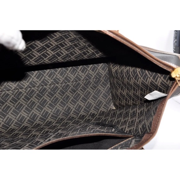dunhill Boston Bag Leather Brown Gold Auth nice business bag fits laptop/ iPad - Picture 13 of 16